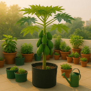 organic papaya plant for terrace garden